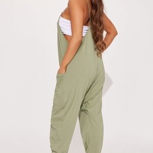 Sage Green Spaghetti Strap Overall Harem Jumpsuit Size M NWT
